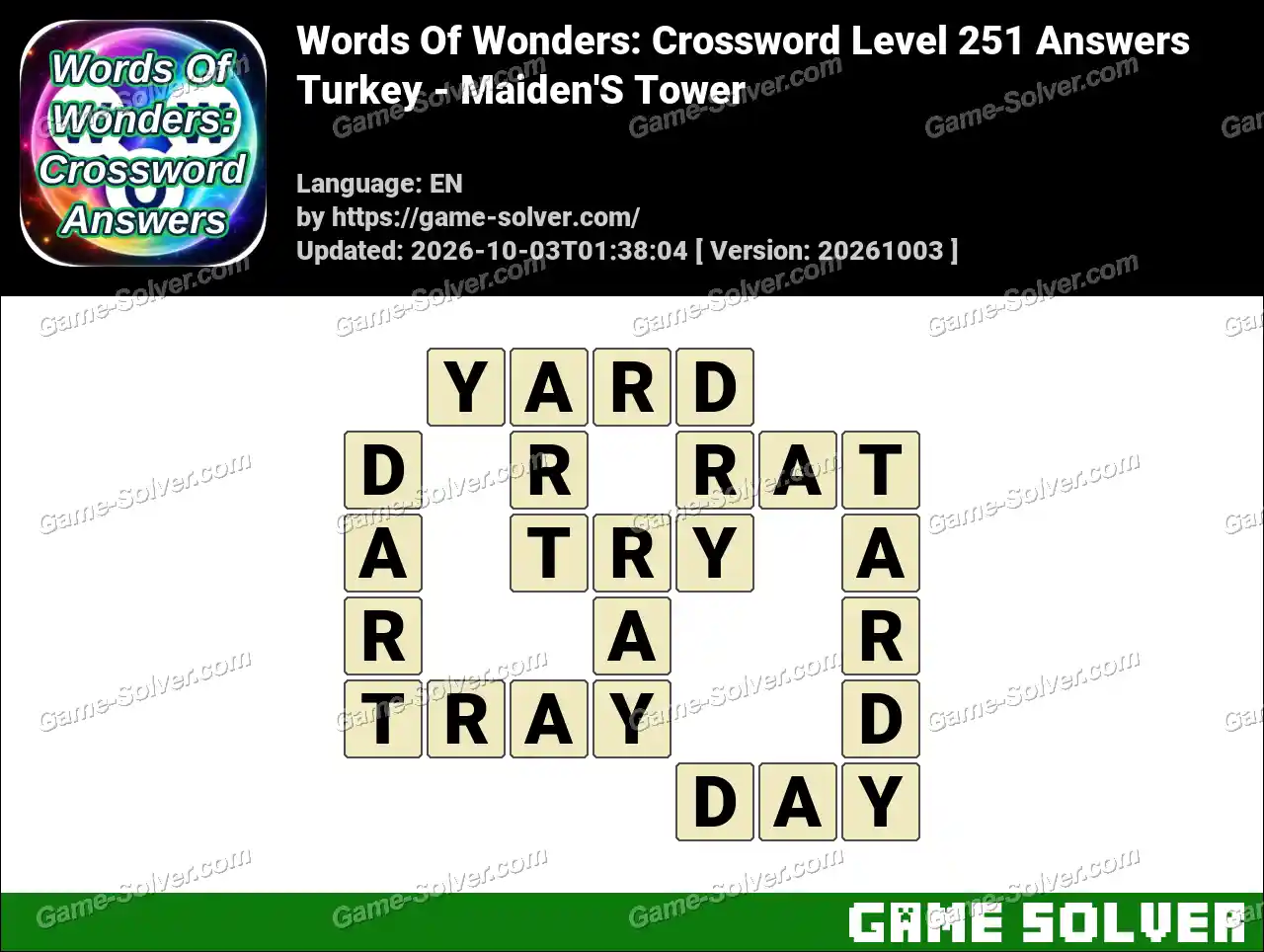 Words Of Wonders: Crossword Level 251 Answers – Turkey – Maiden’S Tower